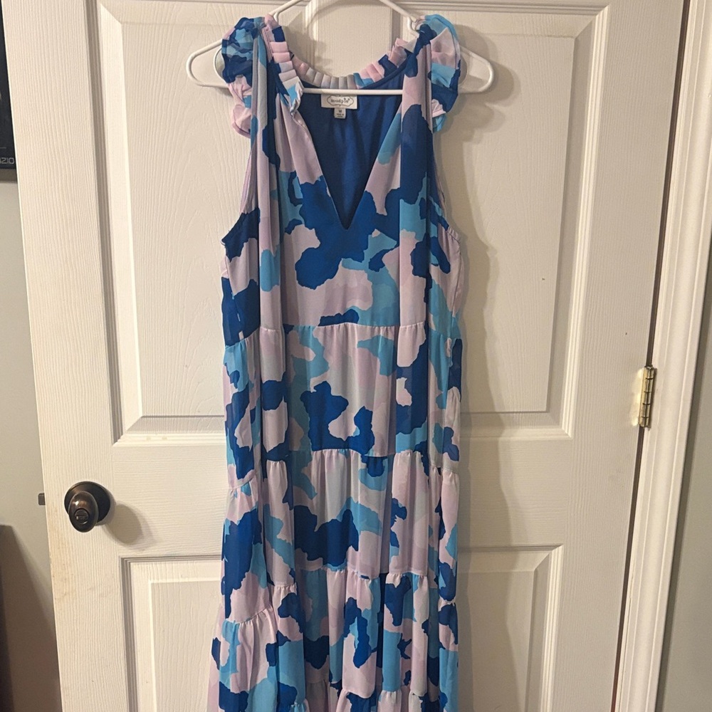 Mud Pie Blue and Purple Maxi Dress size medium